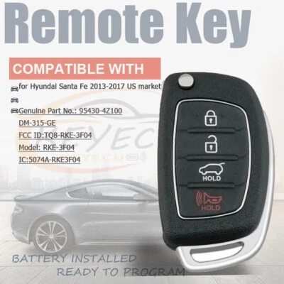 Llavero remoto 2014 2015 2016 2017 para Hyundai Santa Fe 95430-4Z100 TQ8-RKE-3F04 Foto 1 de 4