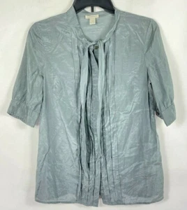 J. Crew Womens Silk Blend Tie Neck Pintuck 3/4 Sleeve Gray Size 0 Style 99284. - Picture 1 of 8