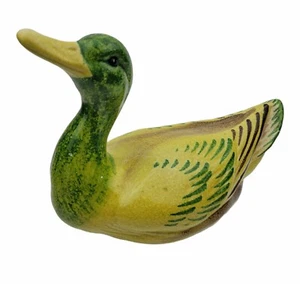Italienische grüne Keramik handbemalte Ente gelber Akzent Made in Italy - Bild 1 von 18