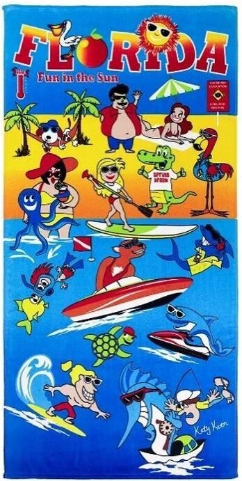 Florida Fun in The Sun Velour Brazilian Beach Towel 30x60 Inches