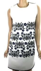 Cynthia Rowley Shift Dress Size 6 White w/ Black& Yellow Embroidery Sleeveless - Picture 1 of 8