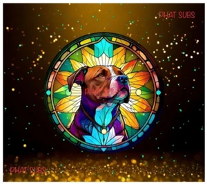 Envoltura de vaso de sublimación 20 oz vidrieras Pit Bull listo para presionar transferencia - Imagen 1 de 1