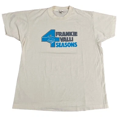 vintage 80s frankie valli 4 seasons shirt original concert merch large cream - Image 1 of 4