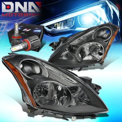 FOR 2010-2012 Nissan ALTIMA SEDAN OE HEADLIGDHT LAMPS W/LED KIT+COOL FAN BLACK - Image 1 of 4