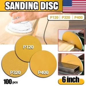 100PPCS 120/320/400 Grit 6'' DA Sander Sanding Discs Hook & Loop Sand Paper - Picture 1 of 13