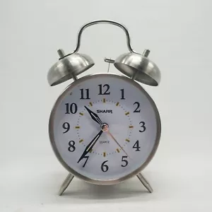 Sharp Twin Alarm Clock Quartz Silver Backlight-Old Fashioned Loud Bell... - Picture 1 of 8