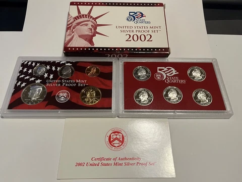 2002 S Silver Proof Set United States Mint OGP & COA Cover