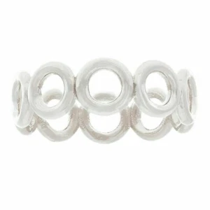 Anillo apilable círculo eterno abierto pulido oro blanco de 14 K talla 7 - Imagen 1 de 3