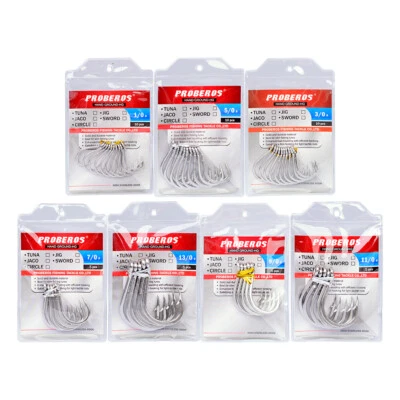 10pcs Saltwater Fishing Hook JIGGING 1/0#-13/0# Model Stainless Steel Fishhook - Image 1 of 4