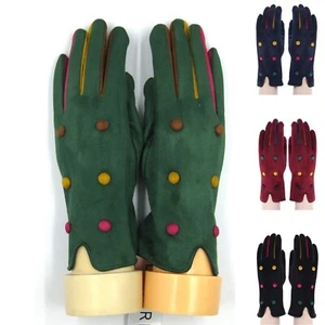 Guante boutique de temporada de mujer con botones decorados tricolor de gamuza - Imagen 1 de 13