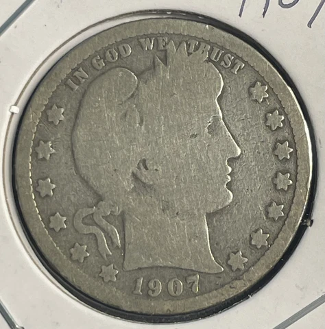 1907-O Barber Quarter - 90% Silver - Free Delivery - P16-12 Cover