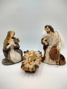 Kurt Adler 3 pc Nativity Mary Joseph Jesus Cloth Mache Clothtique Japan Vintage - Picture 1 of 20