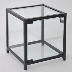 kleine quadratische Tisch Präsentationsvitrine beleuchtet & Schloss 32cm schwarz - Bild 1 von 3