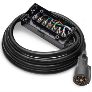 8Foot 7Way Trailer Cord Wire Harness Cord Molded RV Cable w/Conjunction Wire Box - Picture 1 of 4
