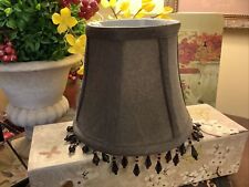 Lampshade-Brown Fabric~Clip On~5”H~Beads~FREE SHIPPING~Several Available~