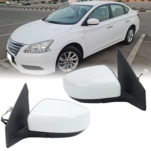 2x White Left+Right Manual Fold Wing Mirror 3Wires For Nissan Sentra Pair 13-19 - Picture 1 of 17