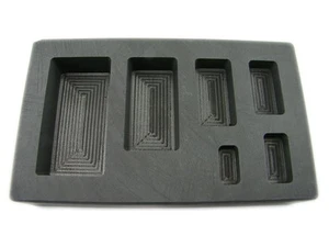 1/4-1/2-1-2-5-10 oz hochdichte Graphit Goldbarren Form 6 Hohlräume - Silber Kupfer - Bild 1 von 3