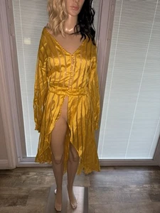 Ashley Stewart Boho Open Kimono Duster Gold Sheer 18/20 - Picture 1 of 7