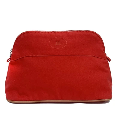 Bolso HERMES Logo Bólido MM 100% Algodón Cuero Rojo Plata Francia 62KA990 Foto 1 de 4