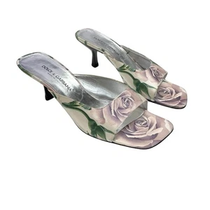 Dolce Gabbana Rose Satin Vintage Square Toe Heels Size 38 1/2 - Picture 1 of 10