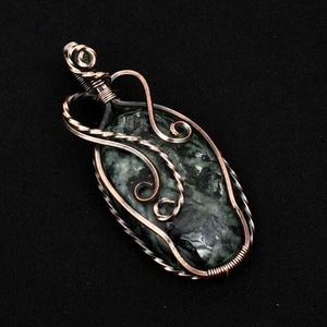 Meteorite Jasper Gemstone Ethnic Copper Wire Pendant Jewelry 2.4" AP-99580 - Picture 1 of 1