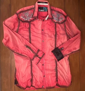 Roar Signature Shirt Men's XXL Red Black Button Up Embroidered Western - Picture 1 of 16