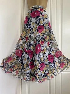 The Edinburgh Woollen Mill Isle Collection Leinen Viskose Blumen Rock Gr.L UK14 - Bild 1 von 7