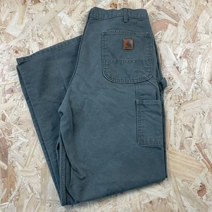 Vintage Carhartt Green Duck Canvas Carpenter Jeans Hose B11 MOS 36x32 - Bild 1 von 6