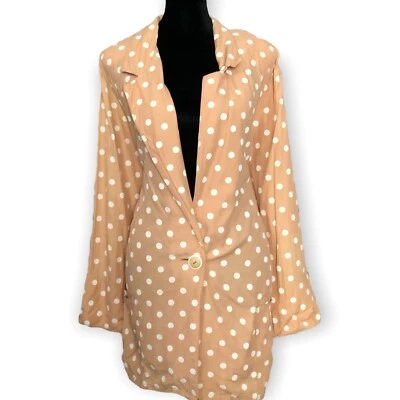 Brittany Nicole Vintage Polkadot Tan Peach Blazer Size Medium Long Sleeve Mid  - Изображение 1 из 4