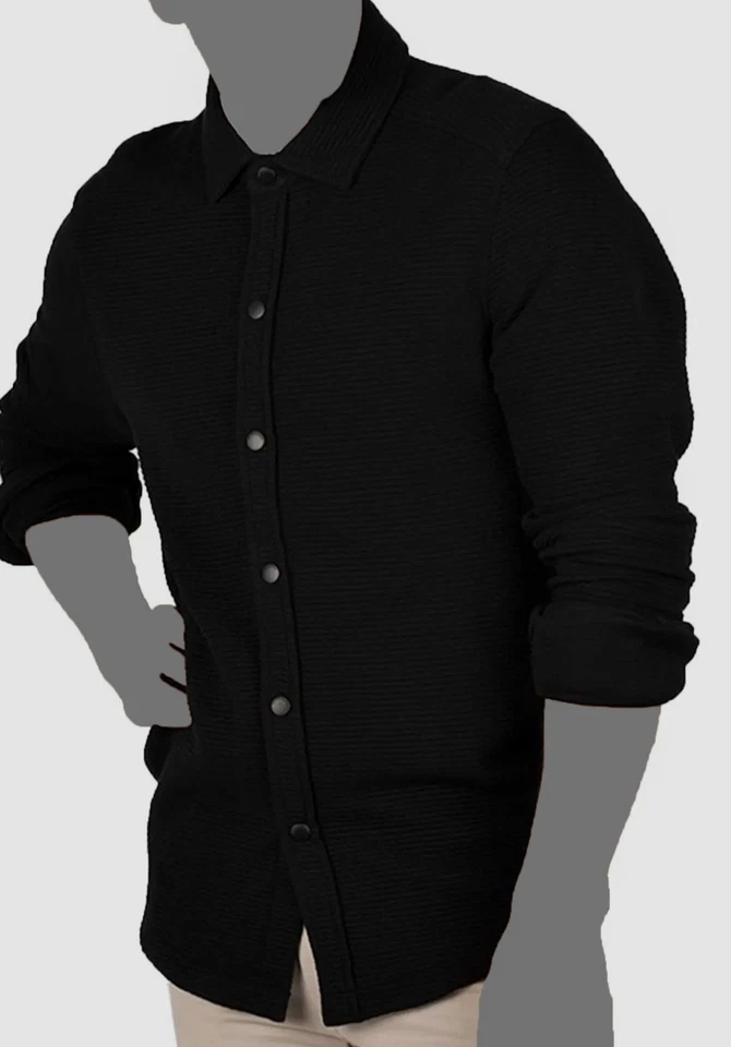 $135 Cutter & Buck Men's Black Coastal Textured Knit Cotton Shirt Jacket Size XL - Image 1 of 1