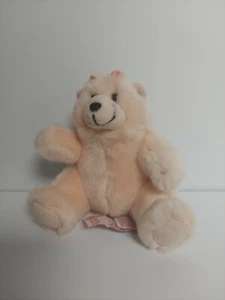 Russ Charmin Amy Teddy Bear Peach Bow 5'' Plush Cuddly Stuffed Animal Toy  - Picture 1 of 4