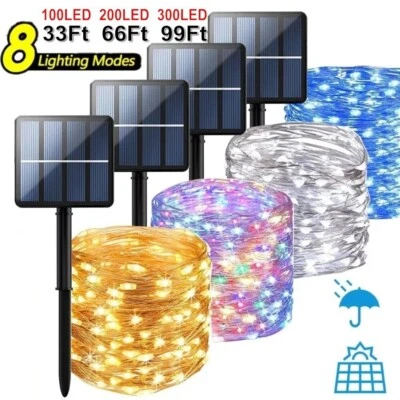 100-300 LED Solar Garden String Lights Outdoor Waterproof Christmas Fairy Lights - Image 1 of 4