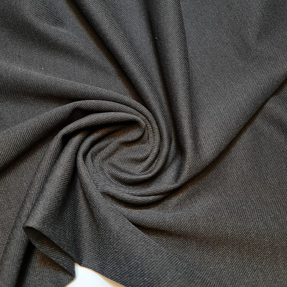 Black Viscose Chalis Fabric Craft Dress Costume Quilting Material 58" By Meter - Image 1 of 2
