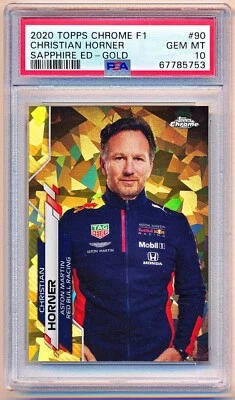 2020 Topps Chrome Sapphire F1 Christian Horner Gold #90 (34/50) PSA 10 - POP 1 - Image 1 of 2
