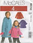 McCalls Sewing Pattern 5743 EASY Girls Coat Jacket Hood Fleece Size Age 3 4 5 6