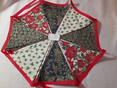 Tela hecha a mano Navidad Bunting 10 banderas doble cara 100 % algodón 2,5 m RPGH1 Foto 1 de 3