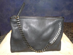 JEAN PAUL GAULTIER BLACK LEATHER CLUTCH POUCH IN CALF LEATHER BRAND NEW ORIGINAL - Picture 1 of 4