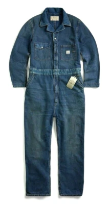RRL Ralph Lauren Japanese Herringbone Blue Workwear Coverall-MEN-XL - Image 1 of 2