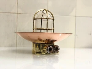 Modern Refurbished Vintage Brass Ceiling Wall Bulkhead Light with Copper Shade - Picture 1 of 10