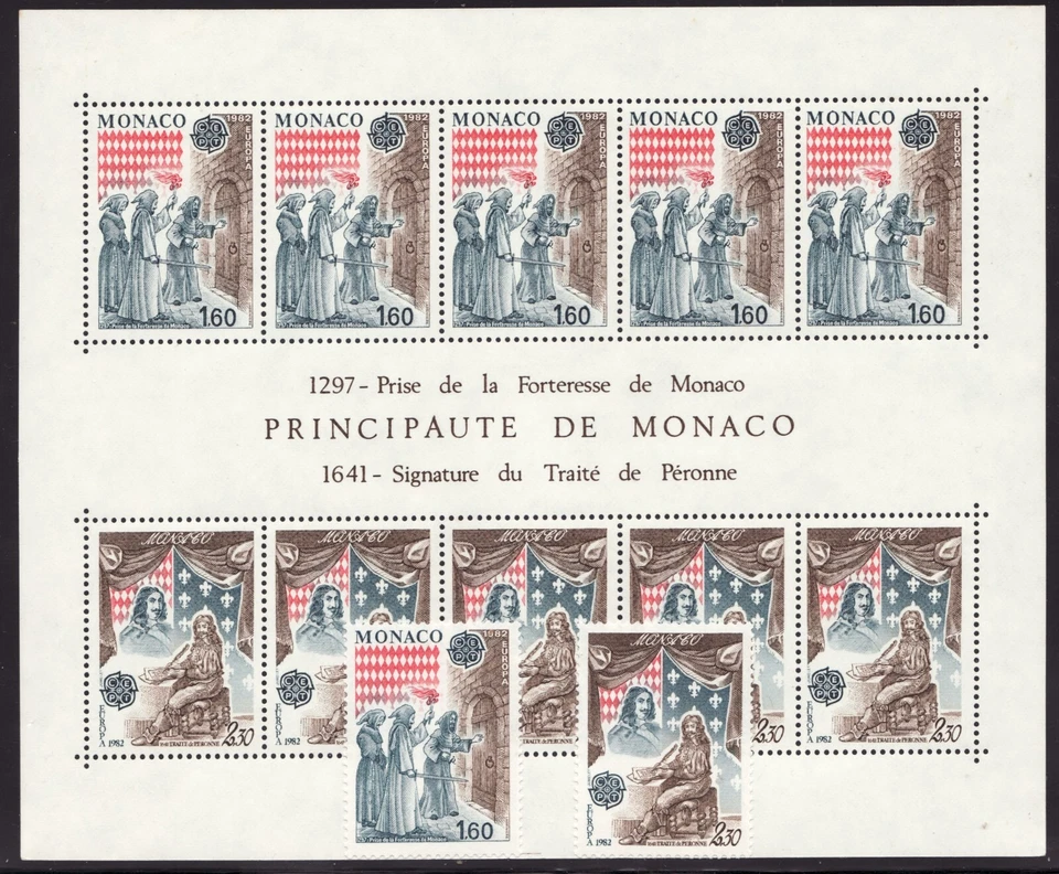 1982 - #1329 1330 & #1330a Monaco Souvenir Sheet / Europa cv$21 - Image 1 of 1
