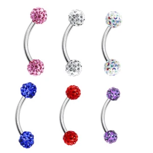 16G Crystal CZ Ferido Ball Curved Barbell Eyebrow Ring Rook Earring Piercing 8mm - Picture 1 of 1