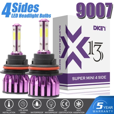 9007 HB5 LED Headlight High/Low Beam 2000W 300000LM White 4Side Bulbs Lamp Light - Image 1 of 4