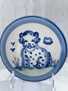 M. A. Hadley Pottery Puppy Dog Bread & Butter 6” Hand Painted Folk Art Plate 622 - Picture 1 of 8