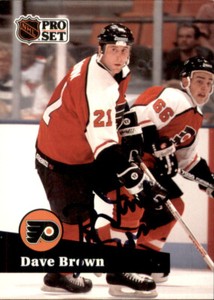 Dave Brown Signed Autographed 91/92 Pro Set card Philadelphia Flyers
