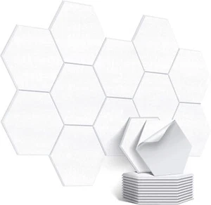 1 / 12x Self-adhesive Sound Absorbing Wall Panel Hexagon Studio Acoustic Panels - Picture 1 of 27
