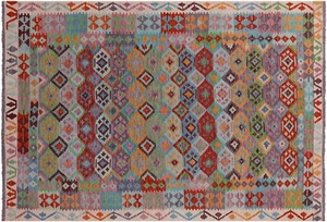 Wool On Wool Flat Weave Kilim Reversible Rug 6' 5" X 9' 6" - Q17458 - Picture 1 of 8