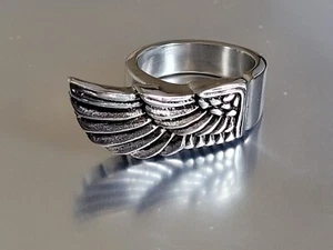 Detailed Wing Stainless Steel Ring - Stainless Steel Men Cast Biker Ring - Picture 1 of 8