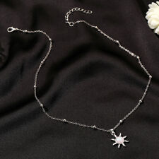 Simple silver Opal resin Sun beaded chain Necklace