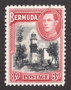 1938 Bermuda Sc #121 - 3d, KGVI, Lighthouse Architecture - MH stamp Cv$16 - Picture 1 of 1