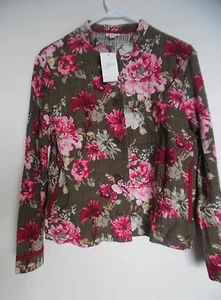 J JILL Olive Multi Floral Tapestry Brokat Jacke Gr. M Neu mit Etikett - Bild 1 von 3